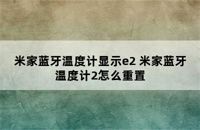 米家蓝牙温度计显示e2 米家蓝牙温度计2怎么重置